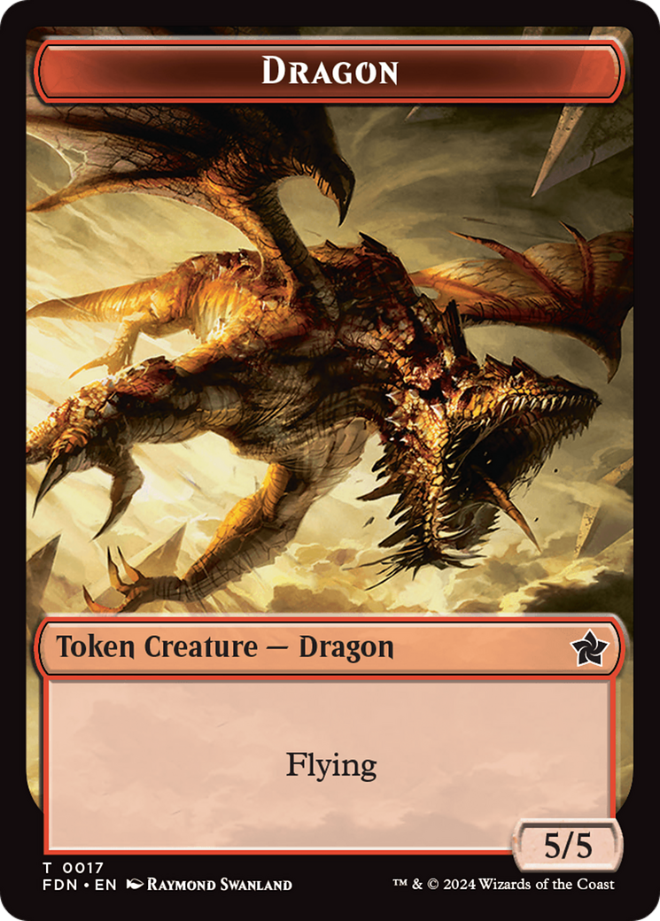 Cat Beast // Dragon (0017) Double-Sided Token [Foundations Tokens] | Good Games Modbury