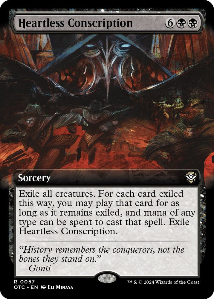 Heartless Conscription 57/342 (Commander: Outlaws of Thunder Junction)  - Extended Art | Good Games Modbury