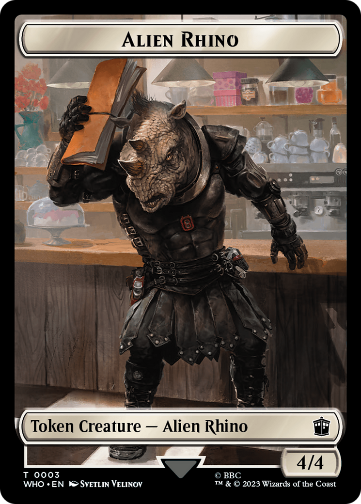 Alien Rhino // Alien Salamander Double-Sided Token (Surge Foil) [Doctor Who Tokens] | Good Games Modbury