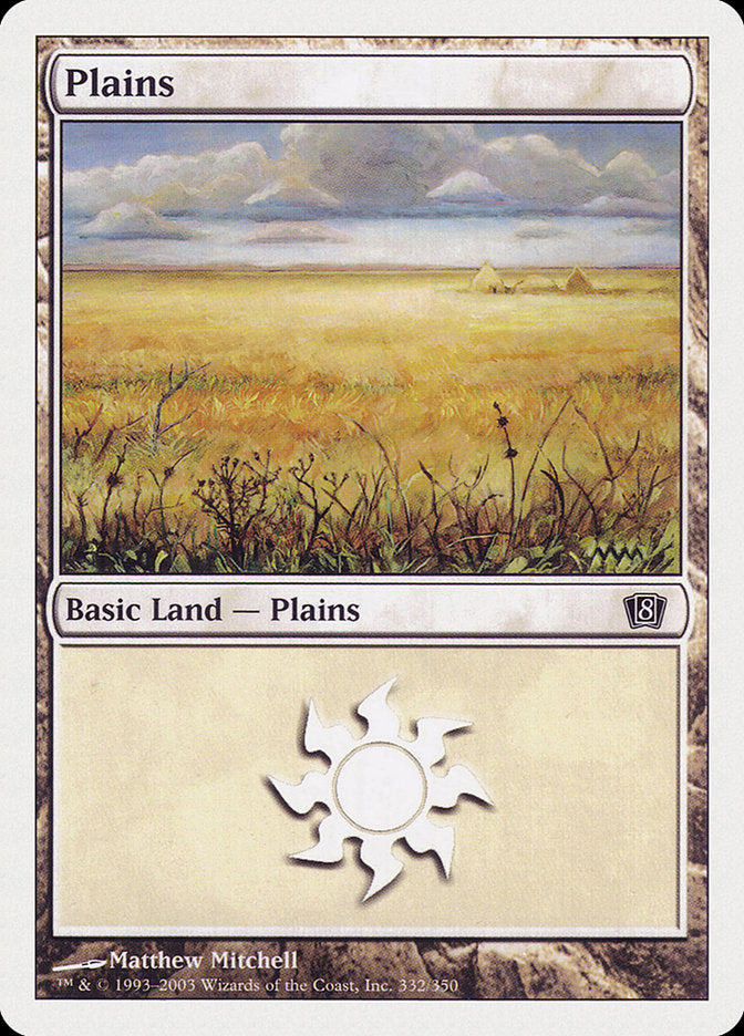 Plains (332) [Eighth Edition] | Good Games Modbury