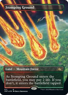 Stomping Ground Borderless Galaxy Foil 531 (Unfinity)  - Foil | Good Games Modbury