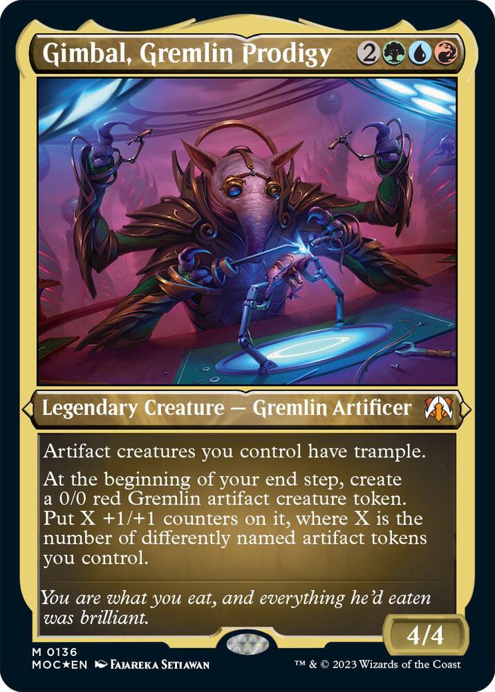 Gimbal Gremlin Prodigy Display Commander Thick Stock 136 (Commander: March of the Machine)  - Foil | Good Games Modbury