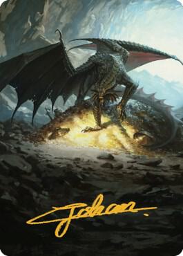 Ancient Copper Dragon Art Card 4 81 Gold Stamped Signature 4 (Art Series: Commander Legends: Battle for Baldur's Gate)  | Good Games Modbury