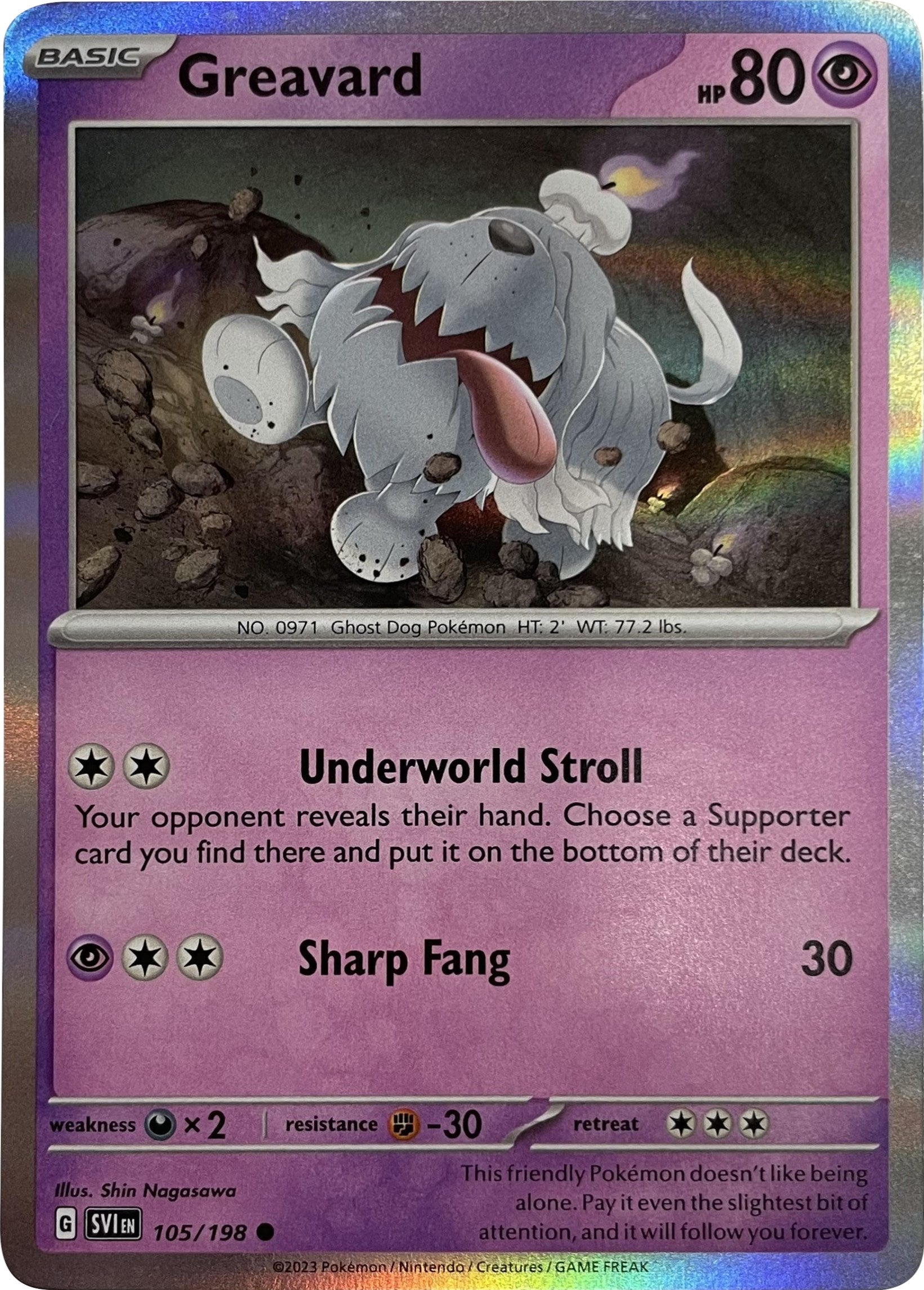 Greavard (105/198) (Mirage Holo) [Scarlet & Violet: Base Set] | Good Games Modbury
