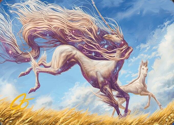 Nyxborn Unicorn Art Card Gold Stamped Signature 1 (Art Series: Modern Horizons 3)  | Good Games Modbury