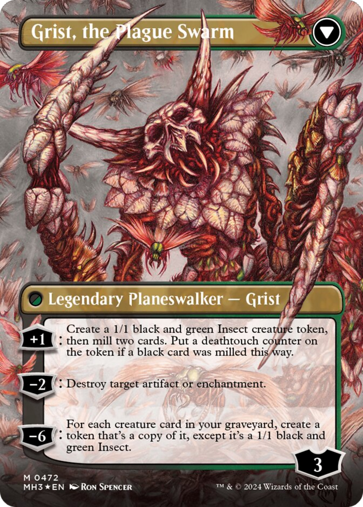 Grist, Voracious Larva // Grist, the Plague Swarm (Borderless) (Textured Foil) [Modern Horizons 3] | Good Games Modbury