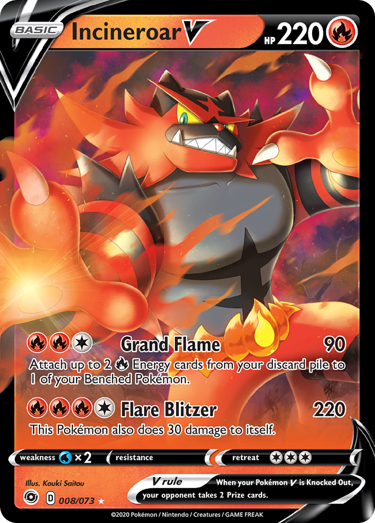 Incineroar V (008/073) [Sword & Shield: Champion's Path] | Good Games Modbury