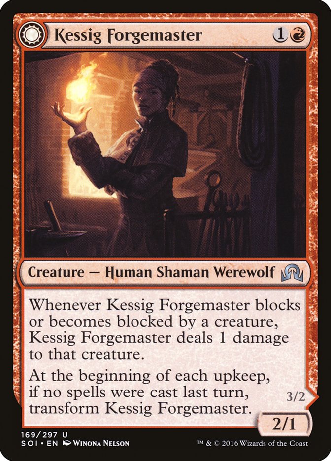 Kessig Forgemaster // Flameheart Werewolf [Shadows over Innistrad] | Good Games Modbury