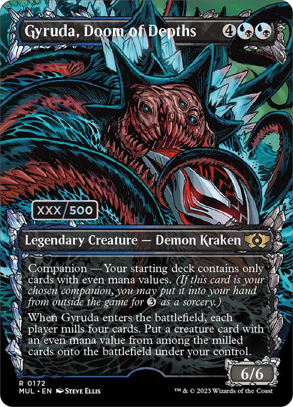 Gyruda, Doom of Depths Serialized 172z/65 (March of the Machine: Multiverse Legends)  - Double Rainbow Foil | Good Games Modbury