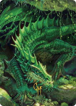 Lurking Green Dragon Art Card (Gold-Stamped Signature) [Commander Legends: Battle for Baldur's Gate Art Series] | Good Games Modbury