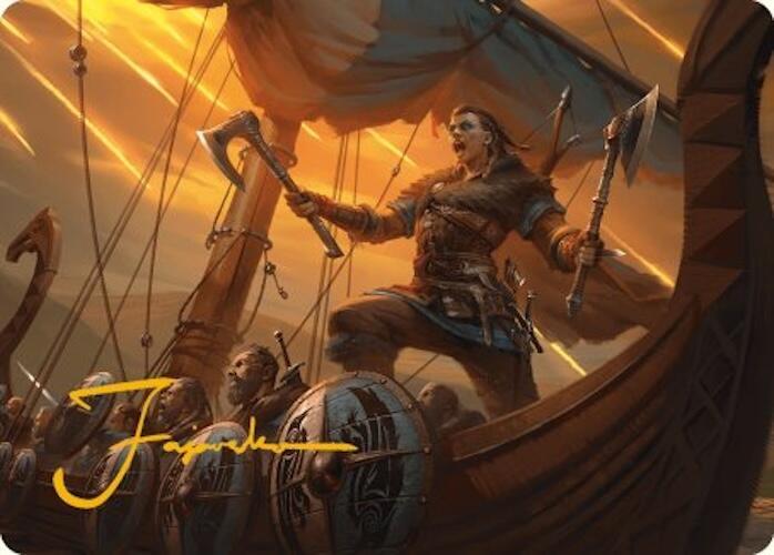 Eivor Battle Ready Art Card Gold Stamped Signature 18 (Art Series: Universes Beyond: Assassin's Creed)  | Good Games Modbury
