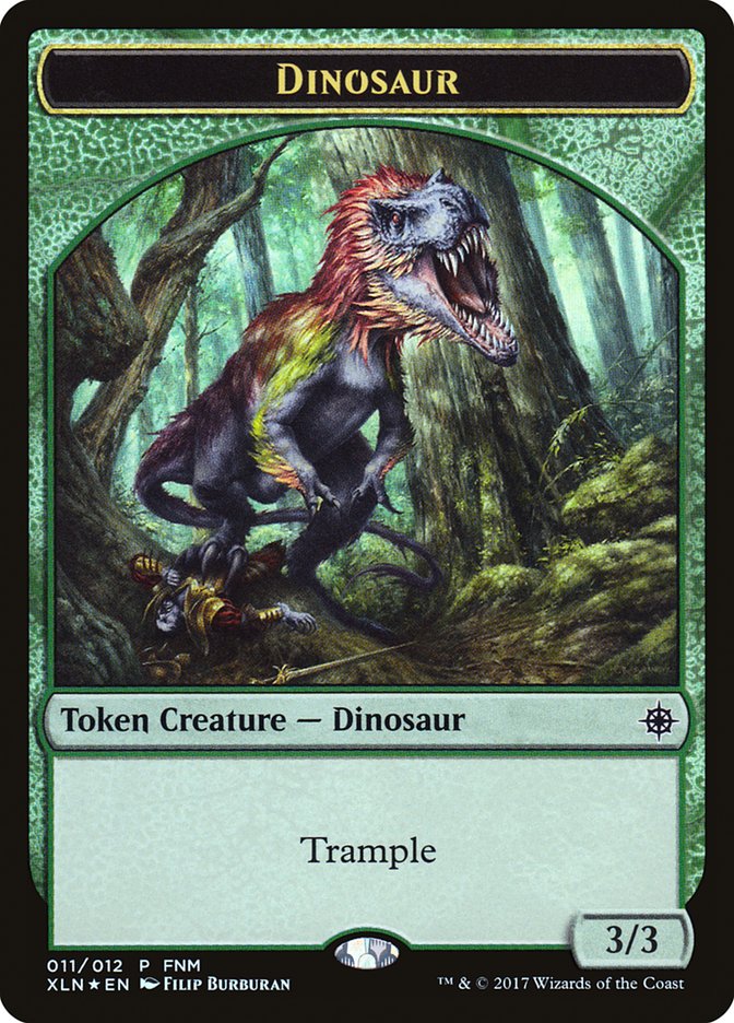 Dinosaur // Treasure Double-Sided Token [Friday Night Magic 2017] | Good Games Modbury