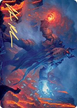 Aegar the Freezing Flame Art Card Gold Stamped Signature 55 (Art Series: Kaldheim)  | Good Games Modbury