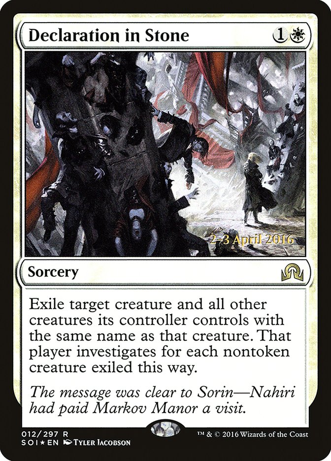 Declaration in Stone [Shadows over Innistrad Prerelease Promos] | Good Games Modbury