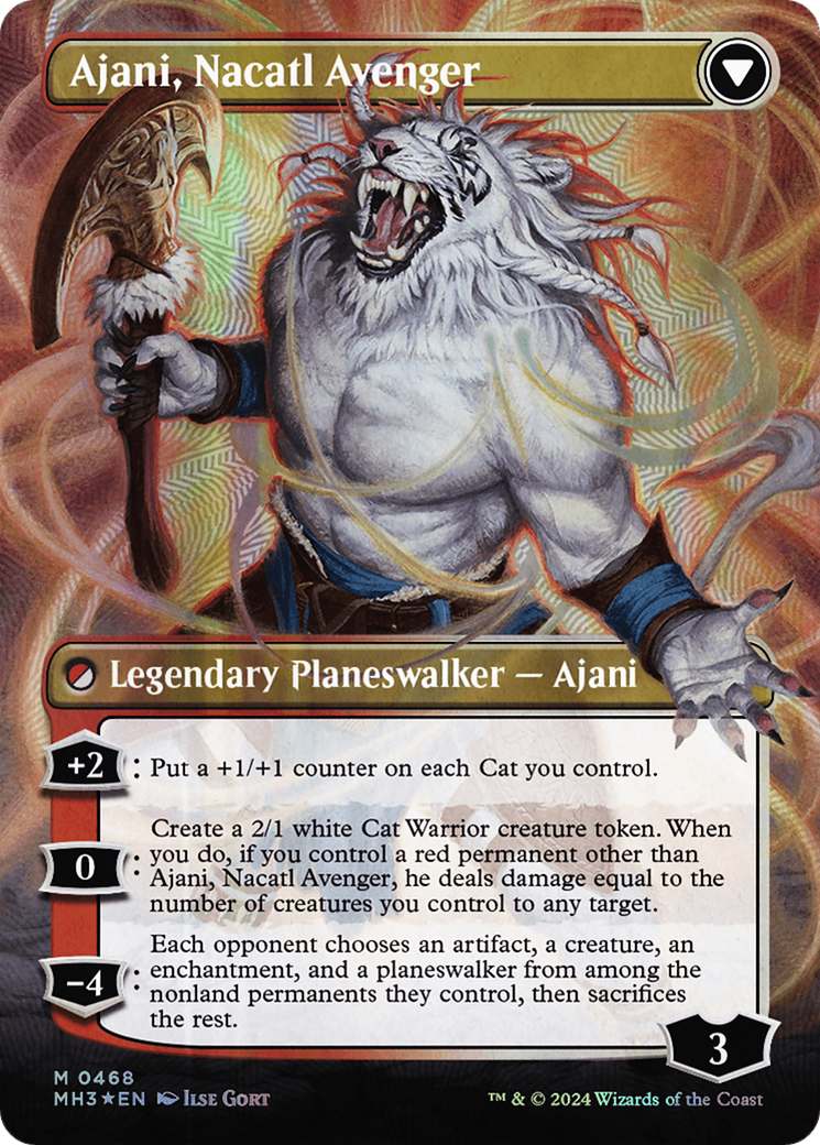 Ajani, Nacatl Pariah // Ajani, Nacatl Avenger (Borderless) (Textured Foil) [Modern Horizons 3] | Good Games Modbury