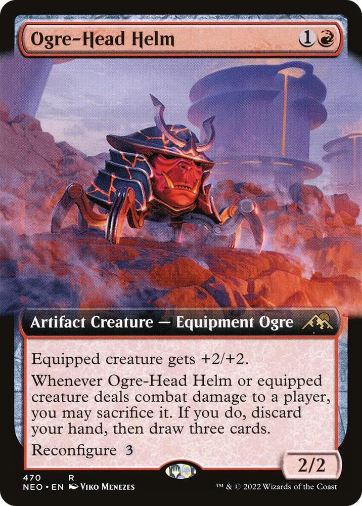 Ogre-Head Helm 470/302 (Kamigawa: Neon Dynasty)  - Extended Art | Good Games Modbury