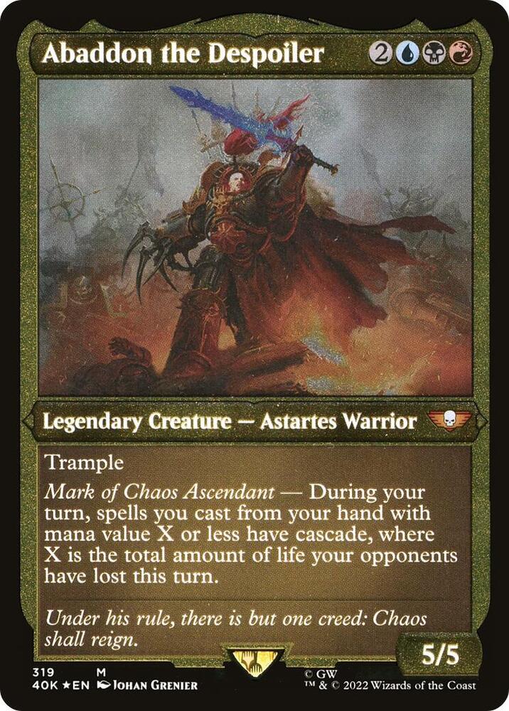 Abaddon the Despoiler Display Commander Thick Stock 319 (Universes Beyond: Warhammer 40,000)  - Etched Foil | Good Games Modbury