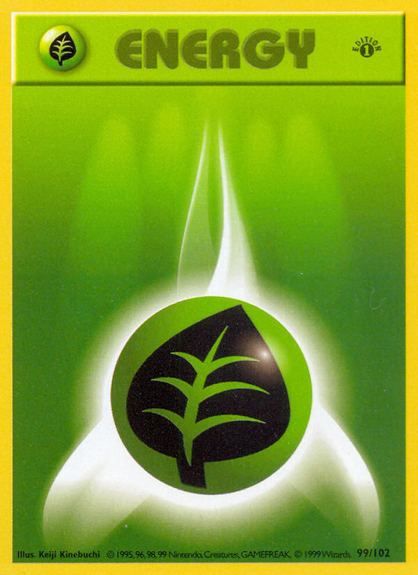 Grass Energy (99/102) (Shadowless) [Base Set 1st Edition] | Good Games Modbury
