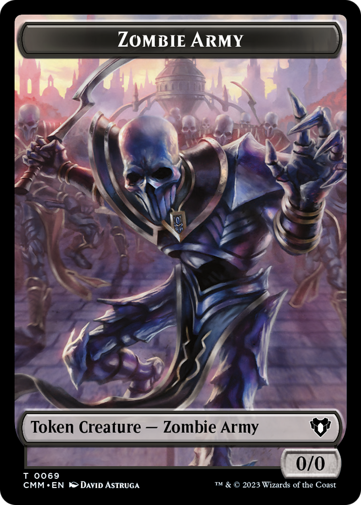 Human Warrior // Zombie Army Double-Sided Token [Commander Masters Tokens] | Good Games Modbury