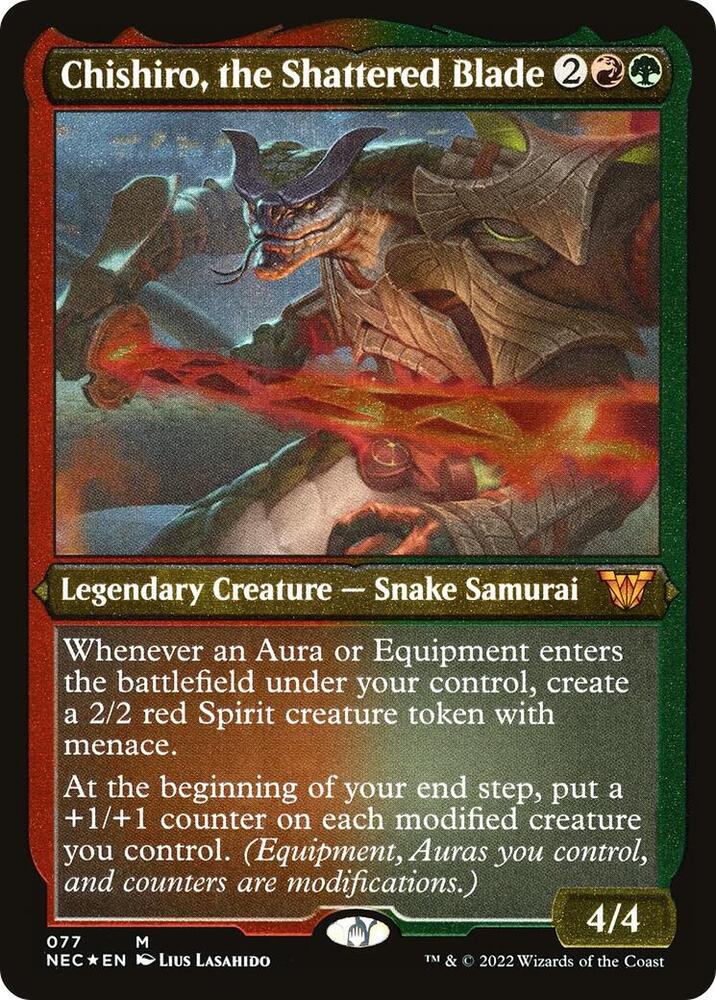 Chishiro, the Shattered Blade [Display Commander Thick Stock] 77/38 (Commander: Kamigawa: Neon Dynasty)  - Foil | Good Games Modbury