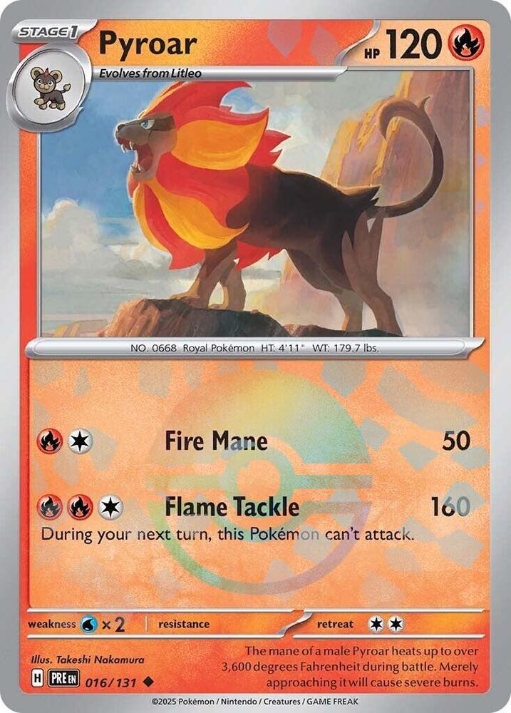Pyroar (016/131) (Poke Ball Pattern) [Scarlet & Violet: Prismatic Evolutions] | Good Games Modbury