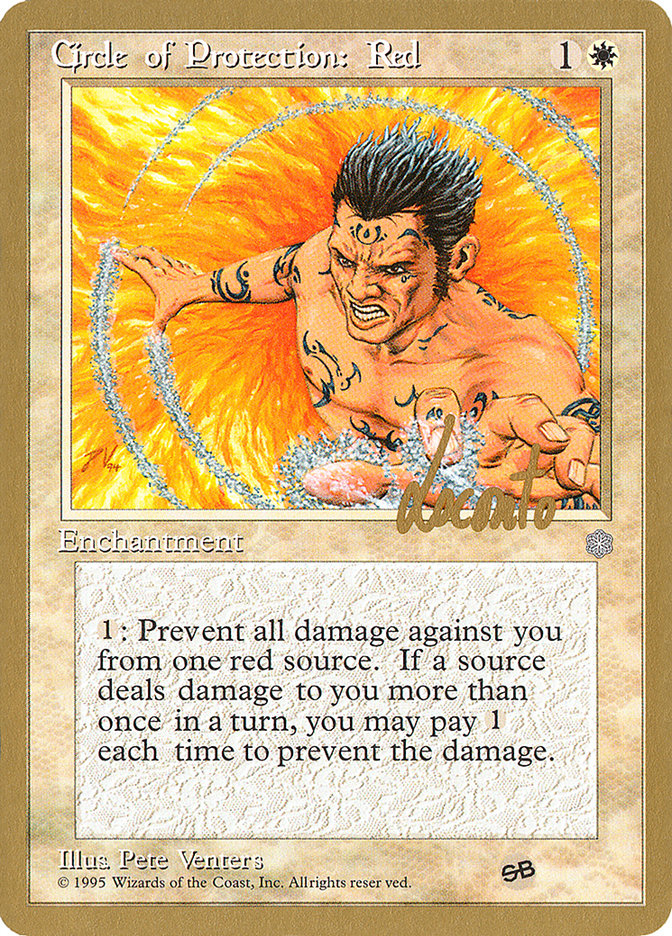 Circle of Protection: Red (Michael Loconto) (SB) (ICE) [Pro Tour Collector Set] | Good Games Modbury