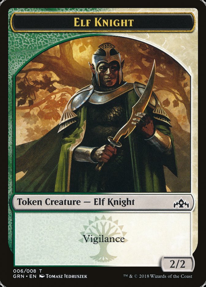 Saproling // Elf Knight Double-Sided Token [Guilds of Ravnica Guild Kit Tokens] | Good Games Modbury