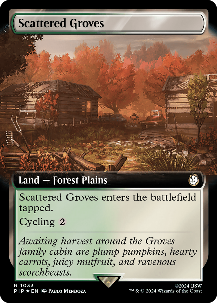 Scattered Groves (Extended Art) (Surge Foil) [Fallout] | Good Games Modbury