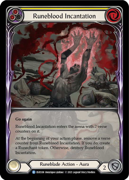 Runeblood Incantation (Yellow) [EVR108] (Everfest)  1st Edition Extended Art Rainbow Foil | Good Games Modbury