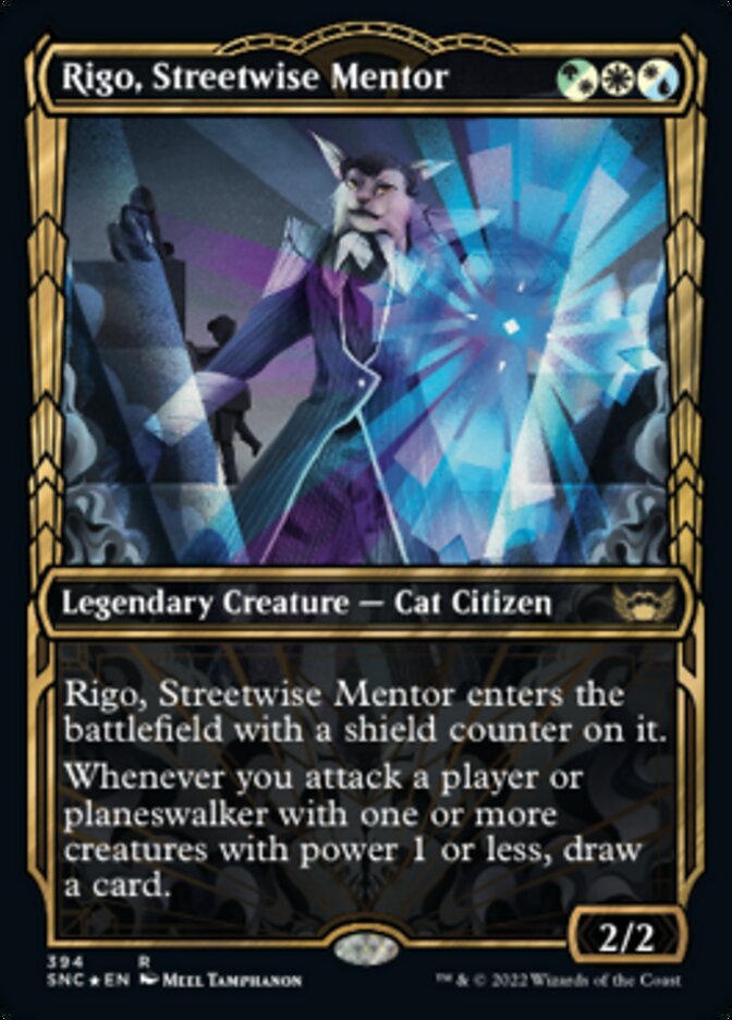Rigo, Streetwise Mentor (Showcase Golden Age Gilded Foil) [Streets of New Capenna] | Good Games Modbury