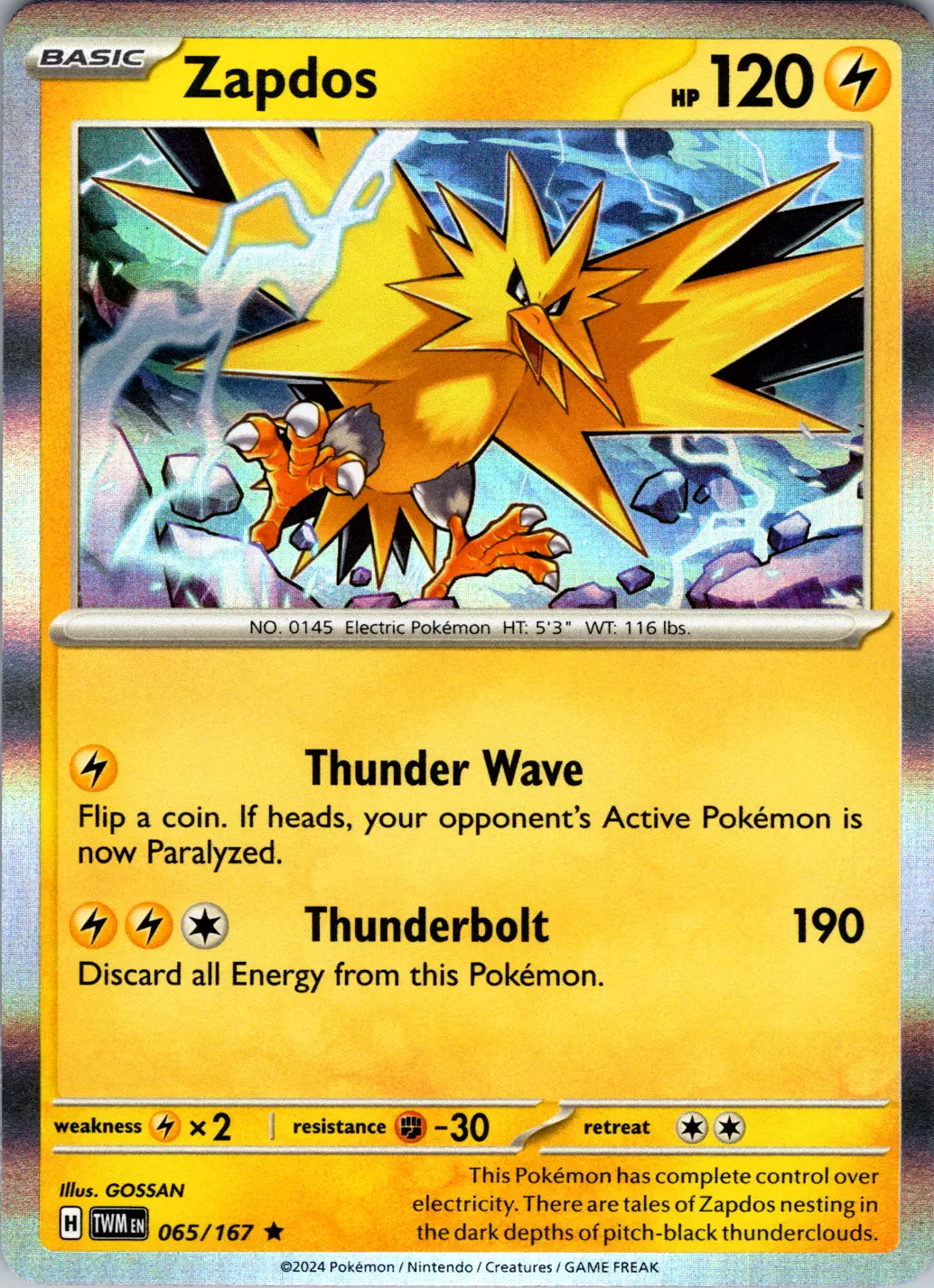 Zapdos (065/167) [Scarlet & Violet: Twilight Masquerade] | Good Games Modbury