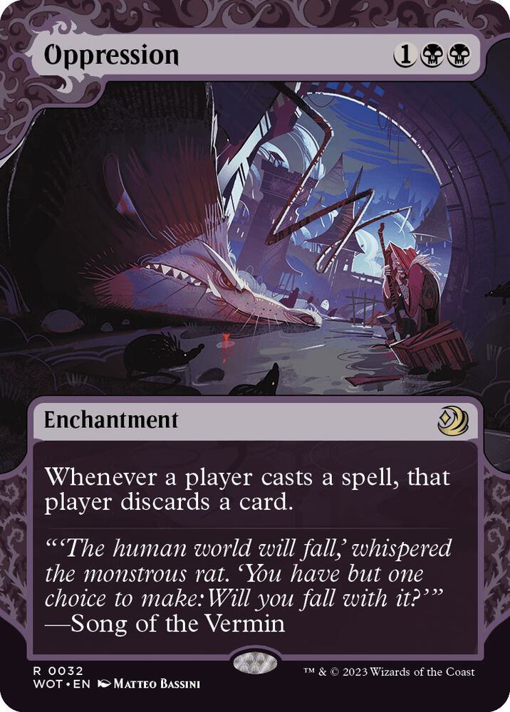 Oppression 32 (Wilds of Eldraine: Enchanting Tales)  - Showcase Foil | Good Games Modbury