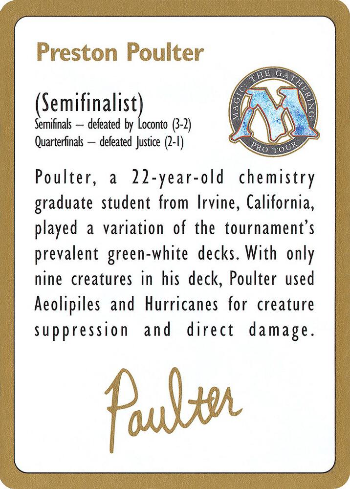 1996 Preston Poulter Biography Card  (World Championship Decks)  | Good Games Modbury