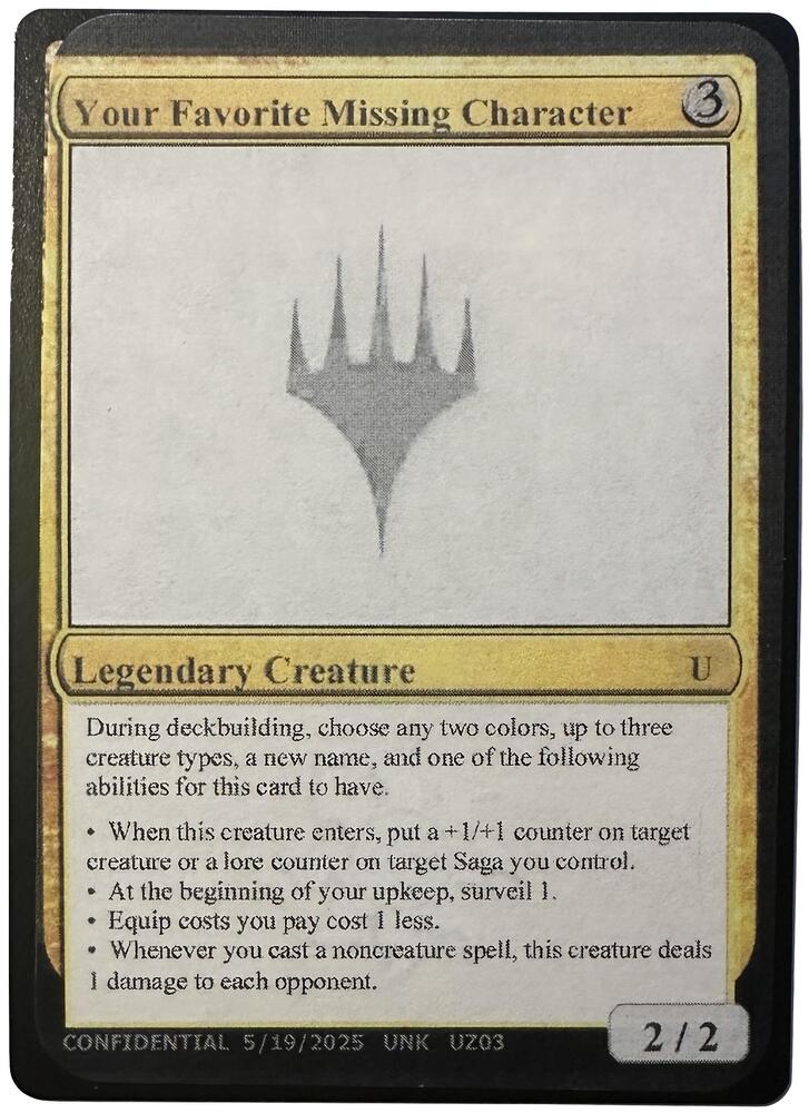 Your Favorite Missing Character UZ03/477 (Un-Known Event Playtest Cards)  | Good Games Modbury