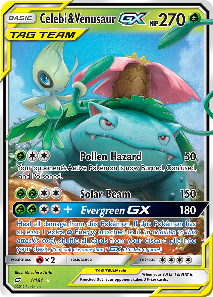 Celebi & Venusaur GX (1/181) [Sun & Moon: Team Up] | Good Games Modbury