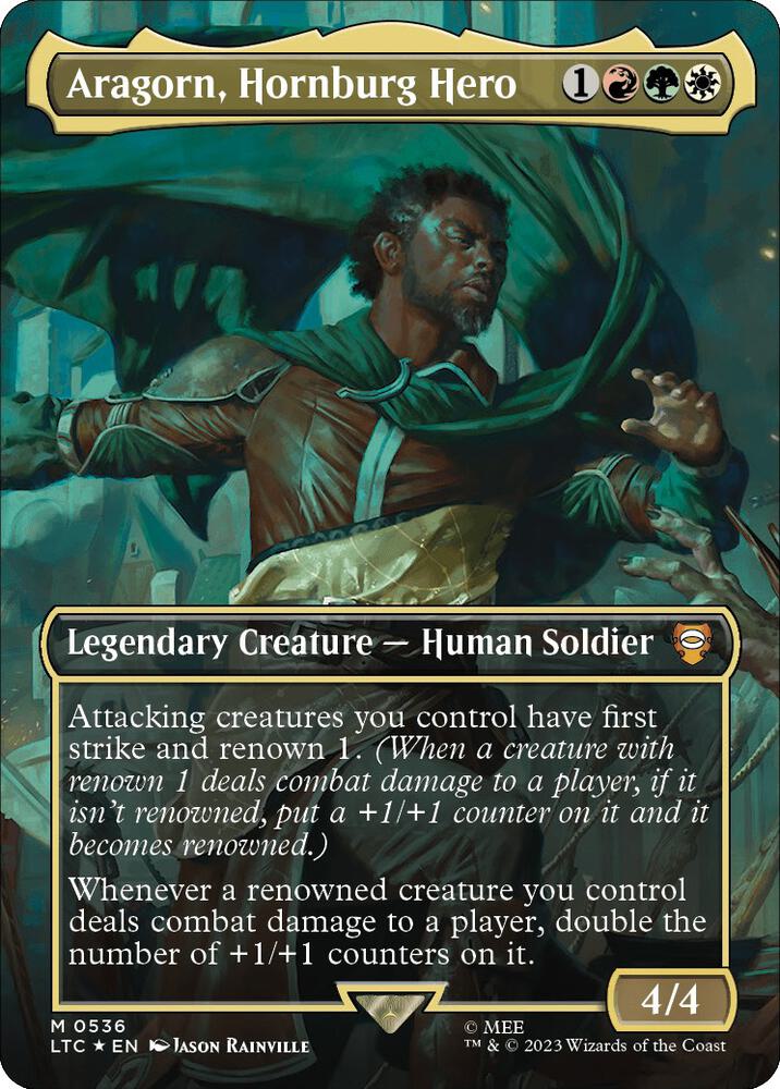 Aragorn, Hornburg Hero 536/347 (Commander: The Lord of the Rings: Tales of Middle-earth)  - Borderless Surge Foil | Good Games Modbury
