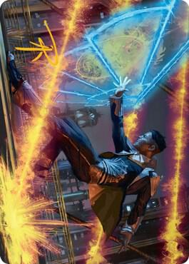 Wingshield Agent Art Card Gold Stamped Signature 14 (Art Series: Streets of New Capenna)  | Good Games Modbury