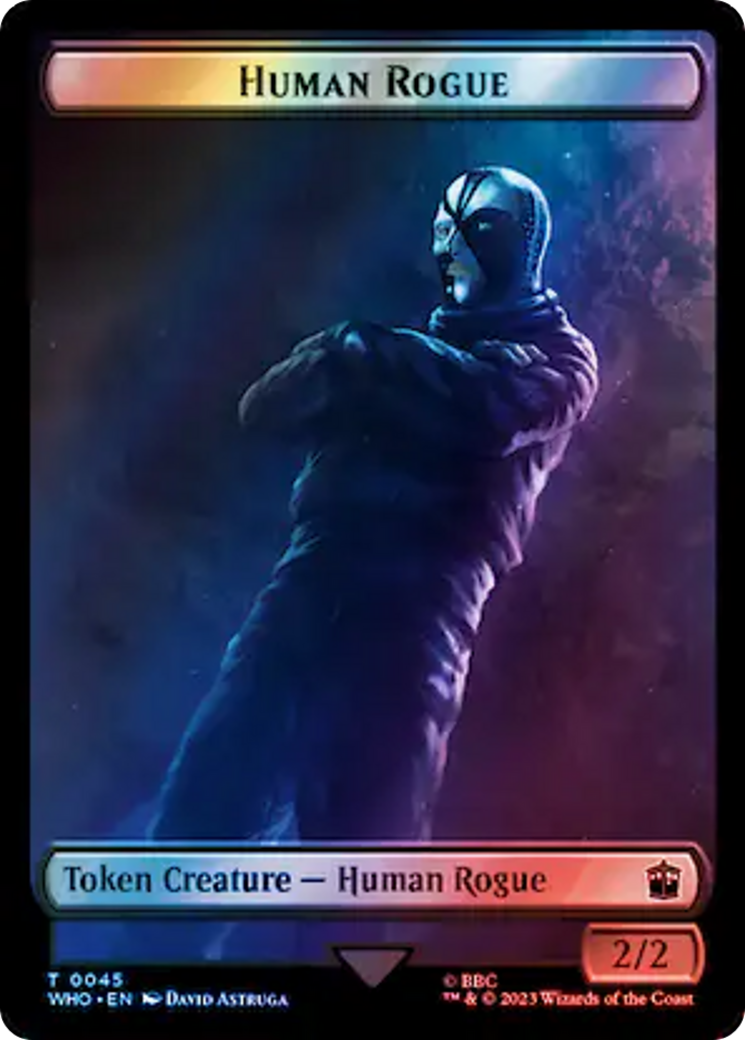 Human Rogue // Dinosaur Double-Sided Token (Surge Foil) [Doctor Who Tokens] | Good Games Modbury