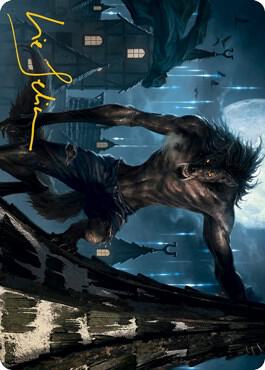 Stalking Predator Art Card Gold Stamped Signature 40 (Art Series: Innistrad: Midnight Hunt)  | Good Games Modbury