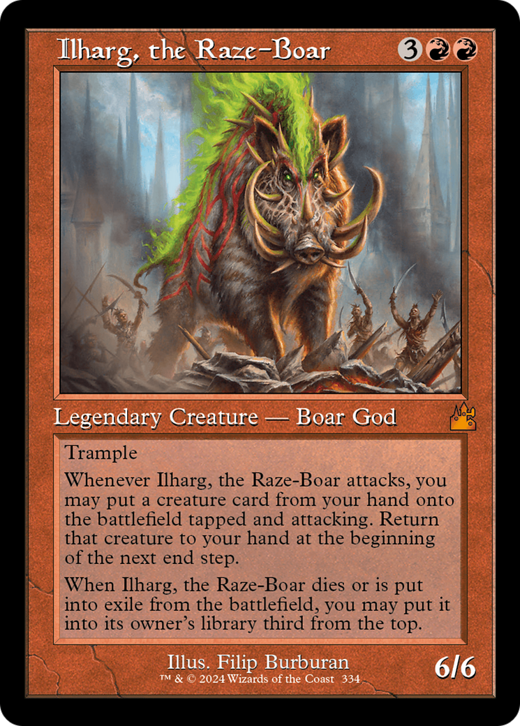 Ilharg, the Raze-Boar (Retro Frame) [Ravnica Remastered] | Good Games Modbury