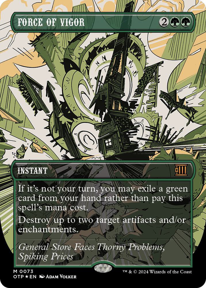 Force of Vigor 73/65 (Outlaws of Thunder Junction: Breaking News)  - Showcase Textured Foil | Good Games Modbury