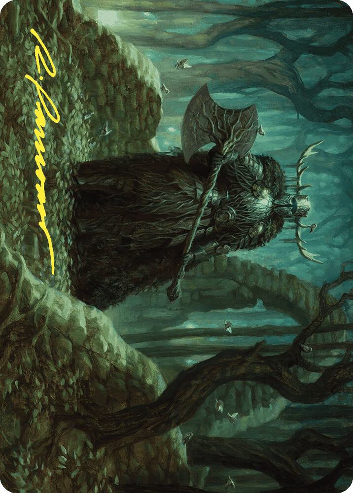 Mosswood Dreadknight Art Card Gold Stamped Signature 40 (Art Series: Wilds of Eldraine)  | Good Games Modbury