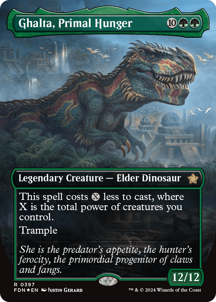 Ghalta, Primal Hunger (Borderless) (Mana Foil) [Foundations] | Good Games Modbury