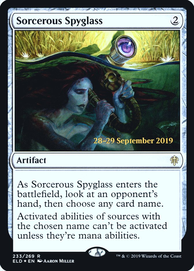 Sorcerous Spyglass [Throne of Eldraine Prerelease Promos] | Good Games Modbury