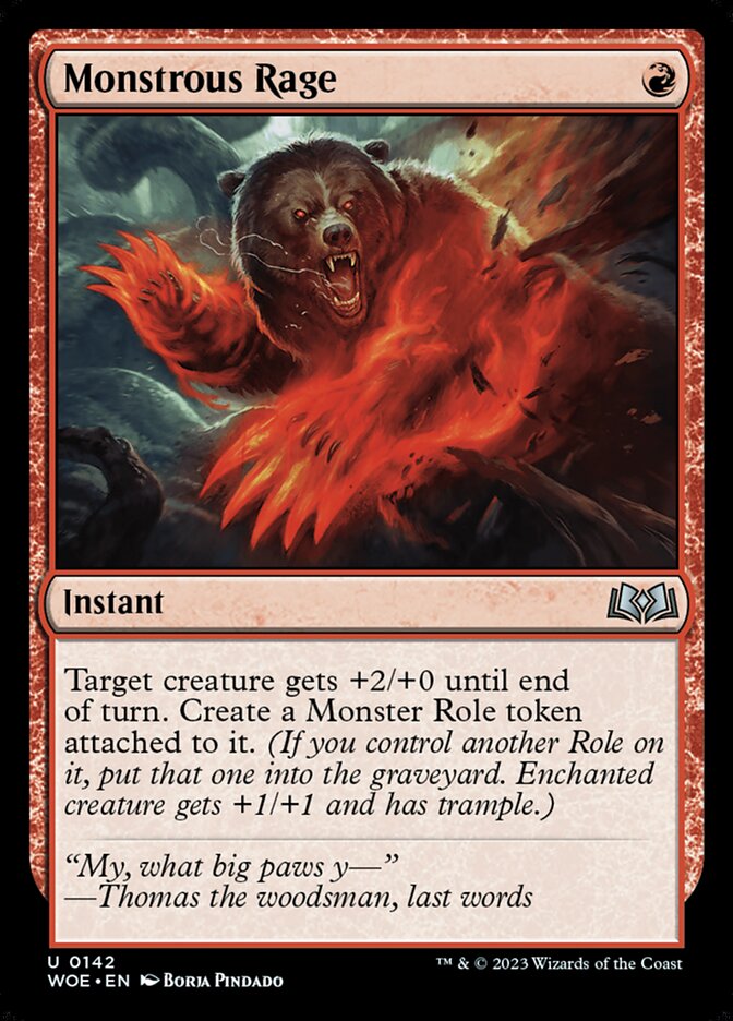 Monstrous Rage 142/276 (Wilds of Eldraine)  - Foil | Good Games Modbury