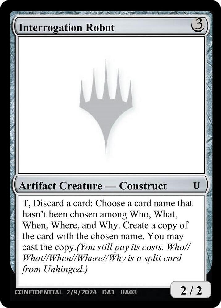 Interrogation Robot UA03c/477 (Un-Known Event Playtest Cards)  | Good Games Modbury