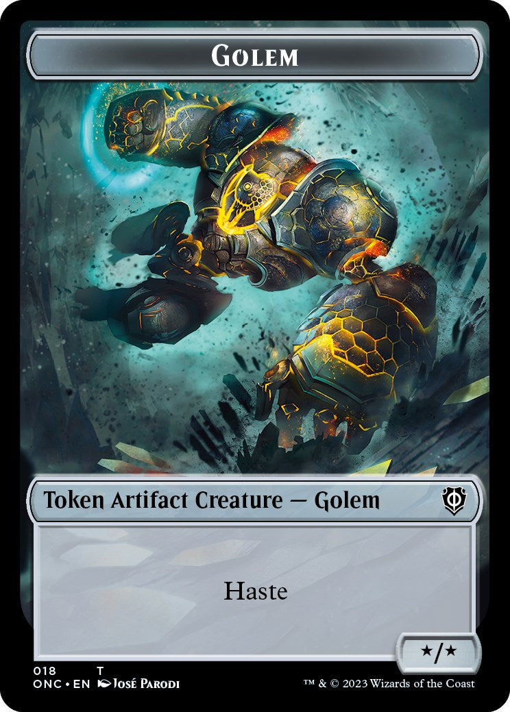 The Monarch // Golem Double-Sided Token [Phyrexia: All Will Be One Commander Tokens] | Good Games Modbury