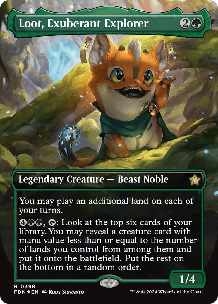 Loot, Exuberant Explorer (Borderless) (Mana Foil) [Foundations] | Good Games Modbury