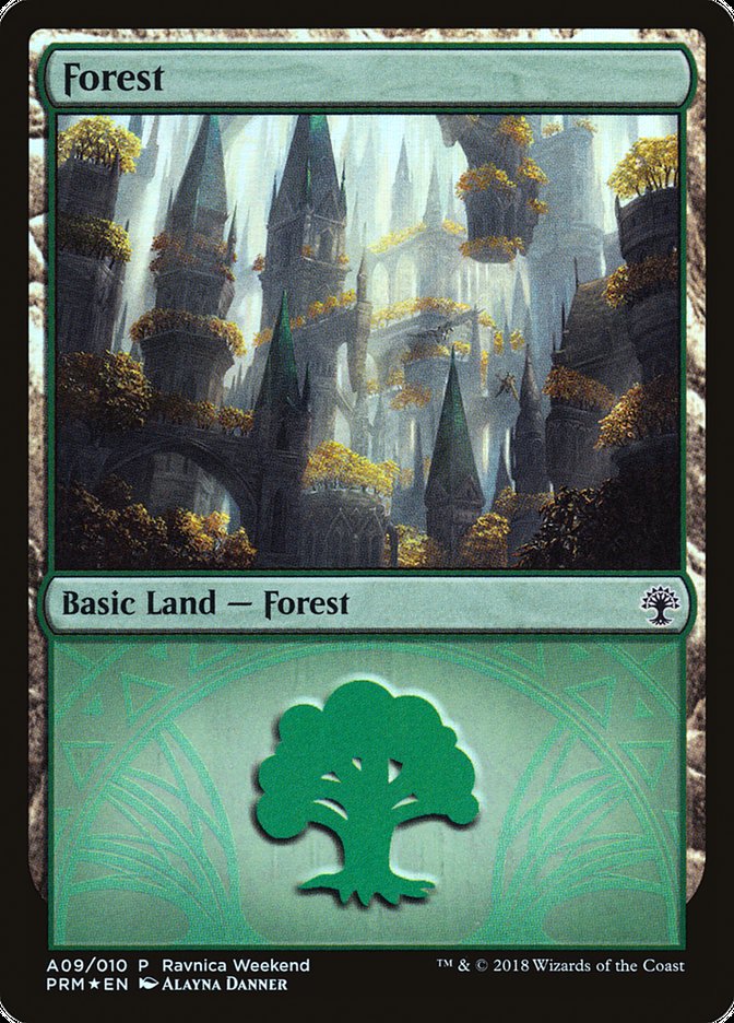 Forest (A09) [Ravnica Allegiance Ravnica Weekend] | Good Games Modbury