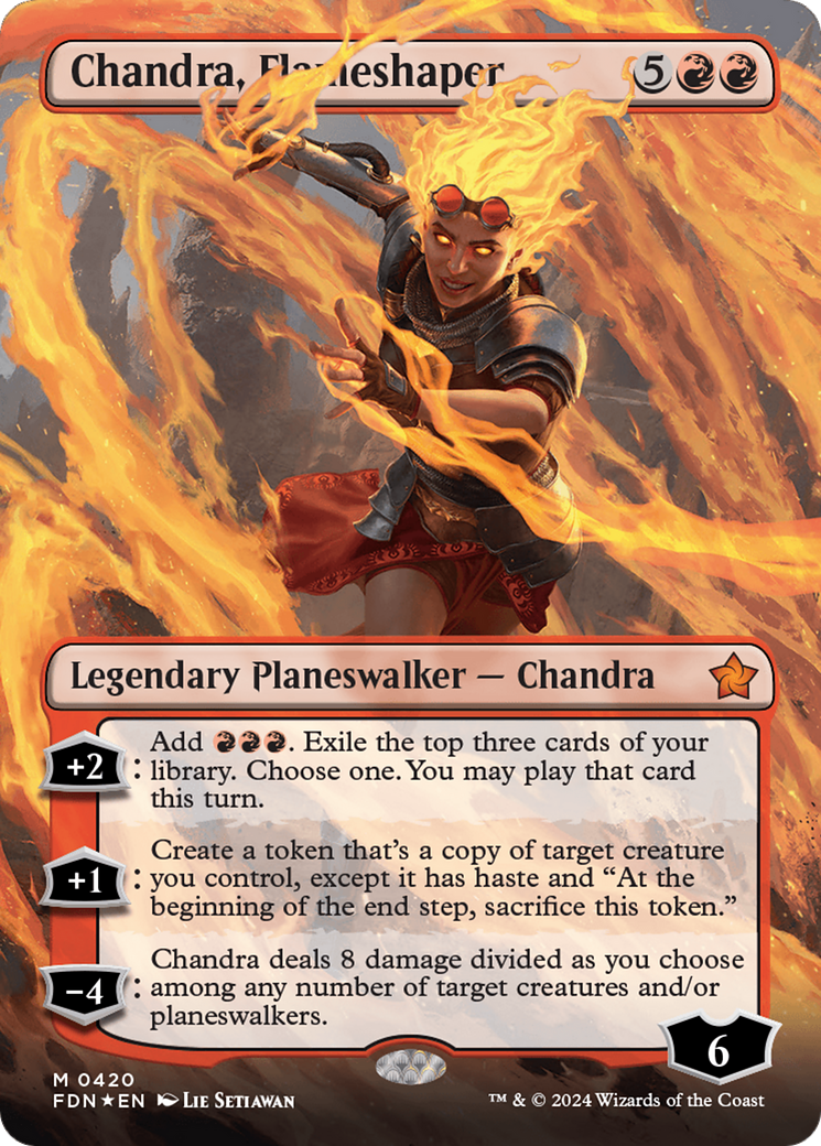 Chandra, Flameshaper (Borderless) (Mana Foil) [Foundations] | Good Games Modbury